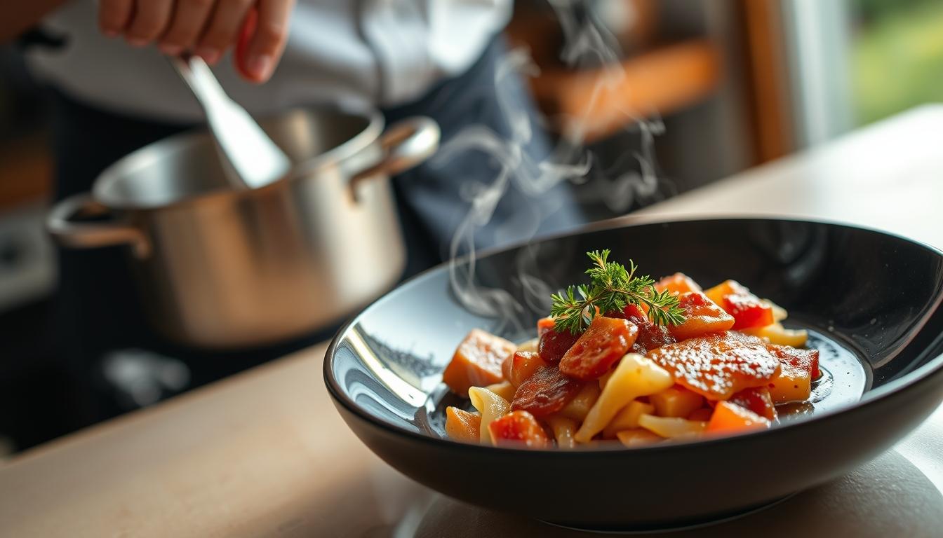 Freshly baked homemade cake in a kitchen setting