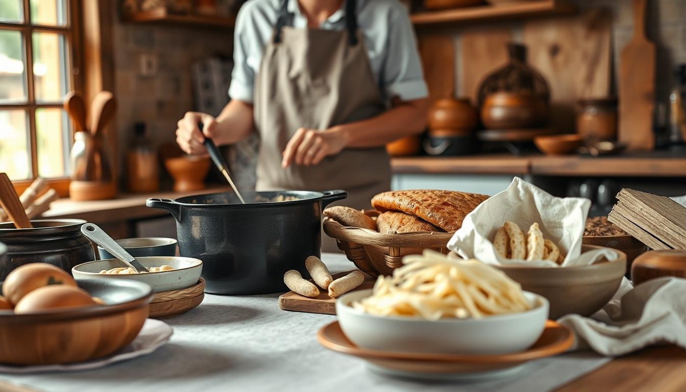 Ingredients prepared for a simple home dinner