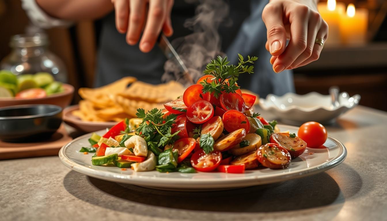 Quick weeknight dinner prepared in a home kitchen